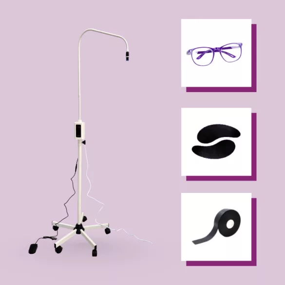 OrgaMo Chance - UV LED Lámpa Fehér (+ UV szűrő szemüveg + UV védő habtapasz + UV védő szilikon szemhéjtapasz + UV webinar)