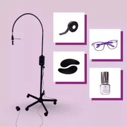   OrgaMo Chance UV led lámpa fekete + UV védőszemüveg + OrgaMo ClearPro UV ragasztó + UV védő habtapasz + UV védő szilikon szemhéjtapasz + UV webinar