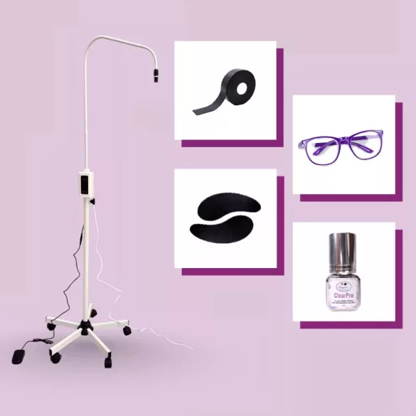 OrgaMo Chance UV led lámpa fehér + UV védőszemüveg + OrgaMo ClearPro UV ragasztó + UV védő habtapasz + UV védő szilikon szemhéjtapasz + UV webinar