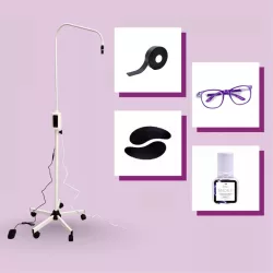   OrgaMo Chance UV led lámpa fehér + UV védőszemüveg + OrgaMo Smoky UV ragasztó + UV védő habtapasz + UV védő szilikon szemhéjtapasz + UV webinar