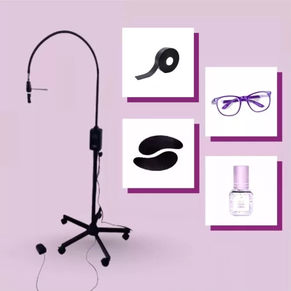 OrgaMo Chance UV led lámpa fekete + UV védőszemüveg + OrgaMo Next UV ragasztó + UV védő habtapasz + UV védő szilikon szemhéjtapasz + UV webinar