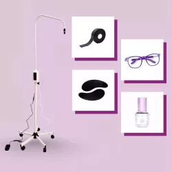   OrgaMo Chance UV led lámpa (választható) + UV védőszemüveg + OrgaMo UV ragasztó (választható) + UV védő habtapasz + UV védő szilikon szemhéjtapasz + UV webinar 